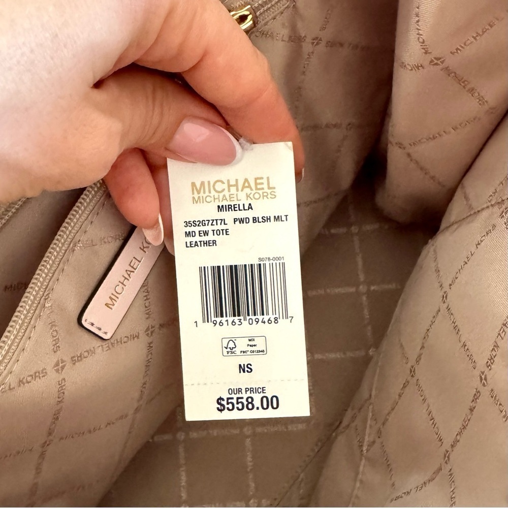NWT! MICHAEL KORS MIRELLA MEDIUM TOTE LEATHER BAG PINK - Picture 7 of 15